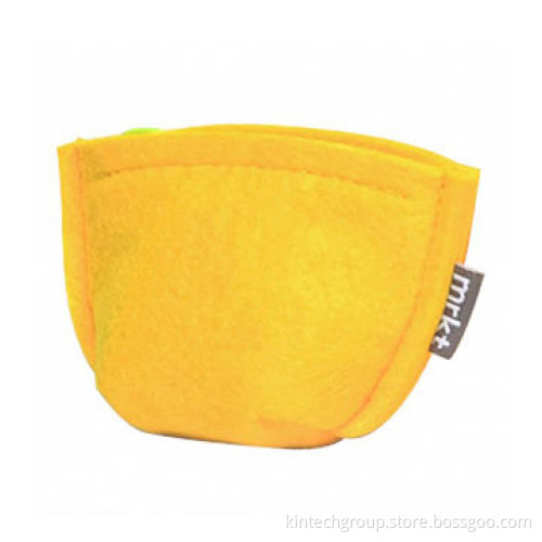 Felt earphone bag with metal keyring and button closure, customized logos are accepted